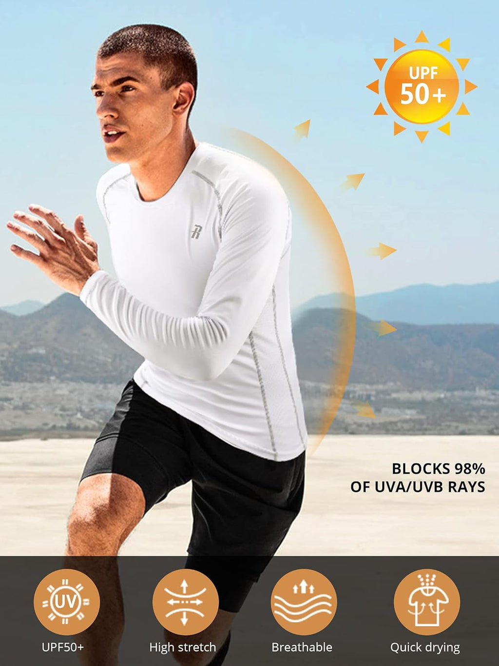 Compression Shirts for Men Long Sleeve Cool Dry Athletic Workout Tee Shirts Fishing Sun Shirts Sports Thermal Tights