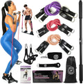 Pilates Bar Kit with Resistance Bands for Women & Men - Pilates Equipment for Home Workouts | Portable Exercise Bar with Adjustable Resistance Band | Gym Stick for Full Body Workout Toning - Fitness