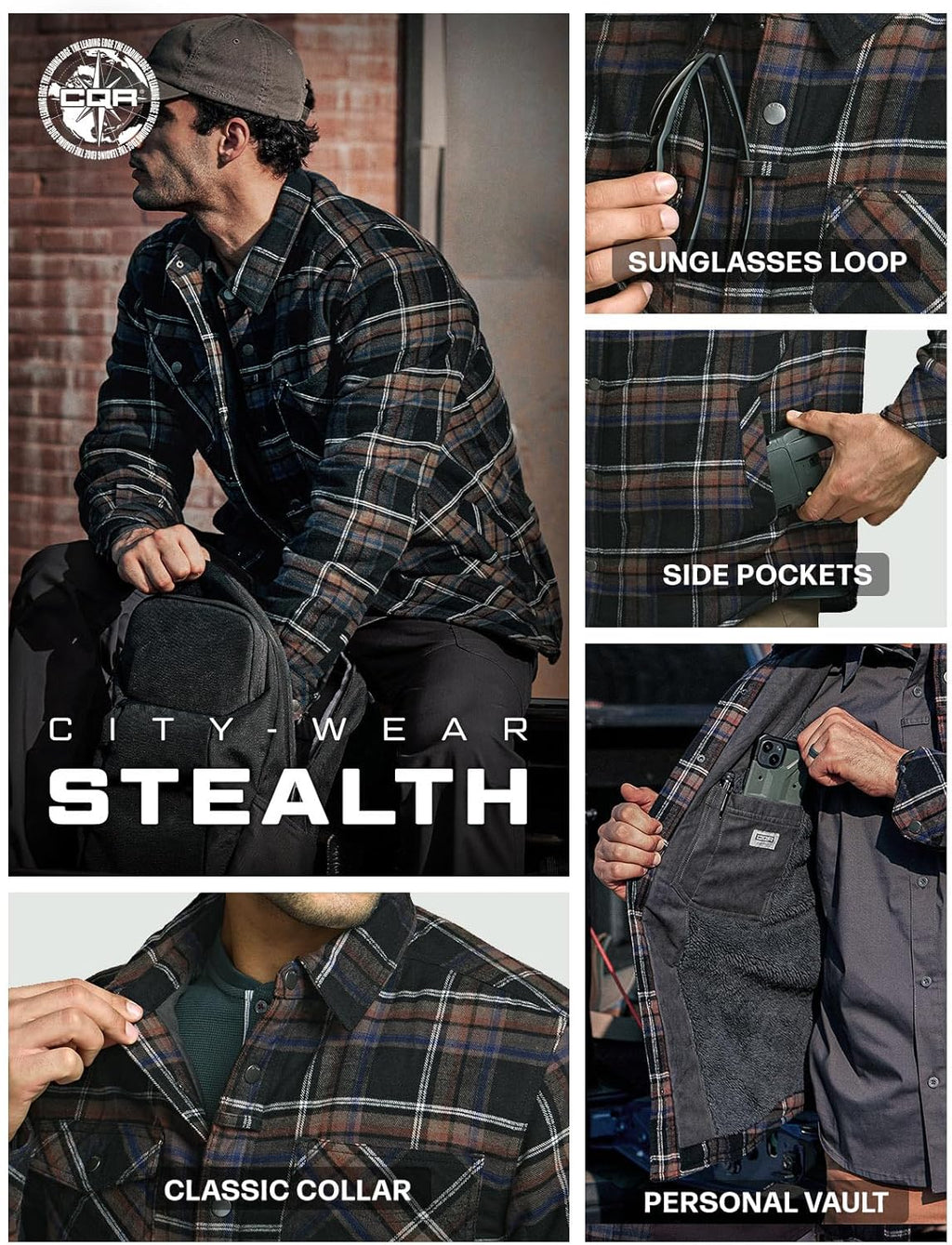 Men'S Sherpa Lined Cotton Flannel Shirt Jacket, Long Sleeve Warm Winter Outdoor Plaid Button up Jacket Coat with Pockets