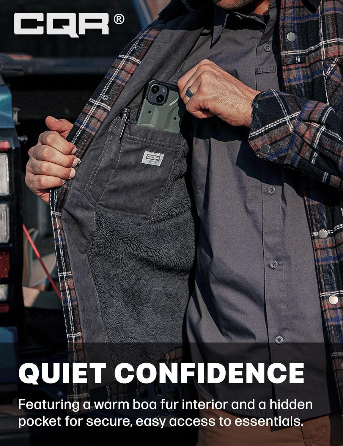 Men'S Sherpa Lined Cotton Flannel Shirt Jacket, Long Sleeve Warm Winter Outdoor Plaid Button up Jacket Coat with Pockets