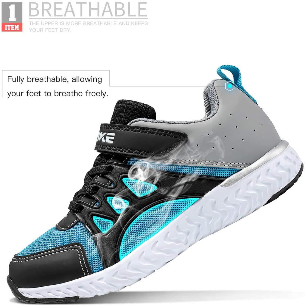 Kids Sneakers for Boys Girls Tennis Shoes Running Sneaker Lightweight Walking Shoes Athletic Air Shoes,Blue Orange,33 EU